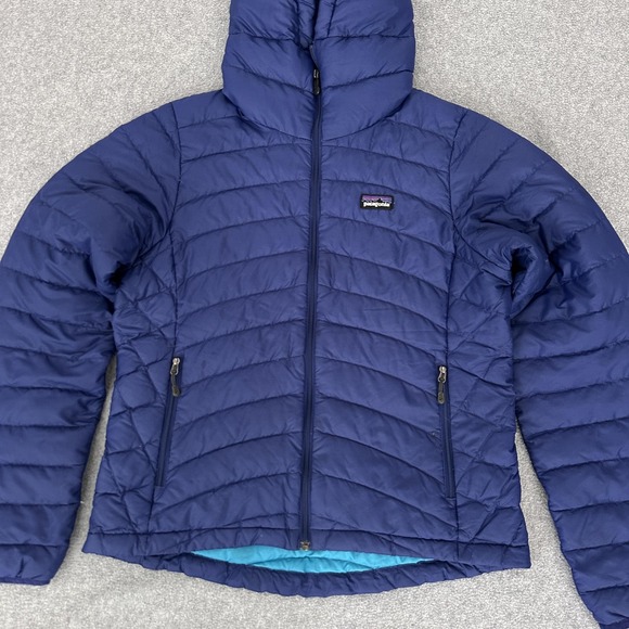 Patagonia Down Sweater Hoodie‎ Jacket Womens Small Blue Hooded Quilted Puffer - Picture 4 of 9